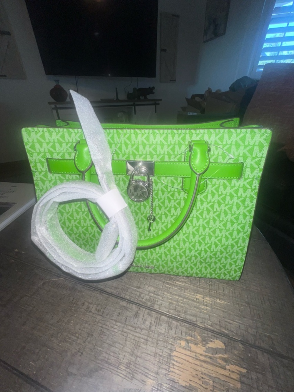 Michael Kors Neon Green MK Signature Tote